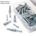 120Pcs Zinc Alloy Plasterboard Hollow Wall Anchor Set - Self-drilling Expansion Screws and Tapping Screws