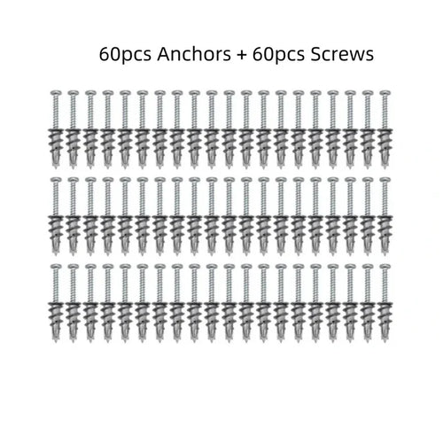 120Pcs Zinc Alloy Plasterboard Hollow Wall Anchor Set - Self-drilling Expansion Screws and Tapping Screws