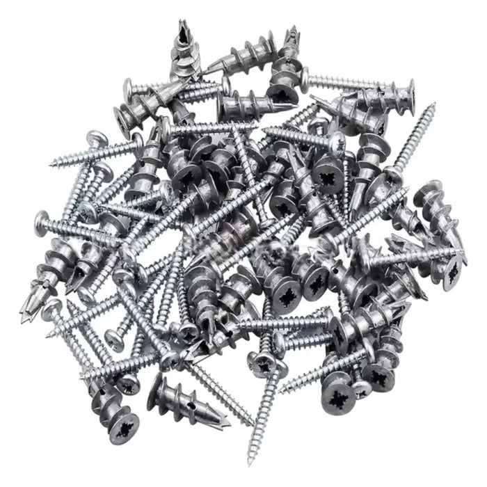 120Pcs Zinc Alloy Plasterboard Hollow Wall Anchor Set - Self-drilling Expansion Screws and Tapping Screws