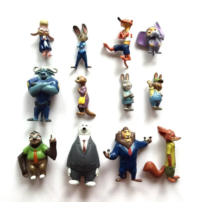 12Pcs/Set Cartoon Action Model Doll Toys Anime Figures Judy Hopps Nick Wilde Fox Rabbit Christmas Gifts