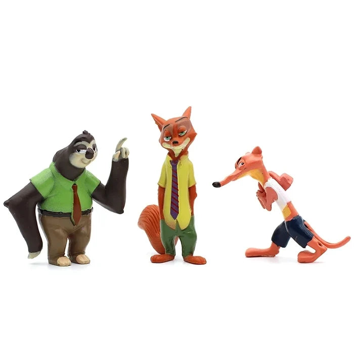 12Pcs/Set Cartoon Action Model Doll Toys Anime Figures Judy Hopps Nick Wilde Fox Rabbit Christmas Gifts