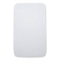 A plain, rectangular white 2-in-1 Bedside Bassinet Sleeper Fitted Sheet by HALO with rounded corners, designed for the HALO bassinet, shown against a white background.