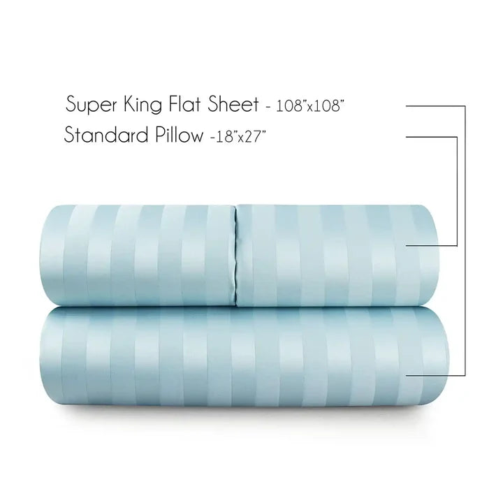 750 Tc Italian Jcq Stripe 100% Cotton Bedsheet