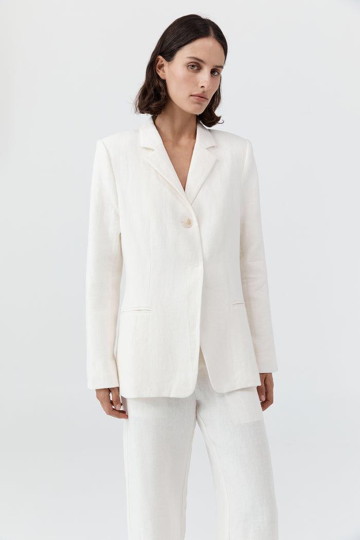 90s Linen Blazer - Off White