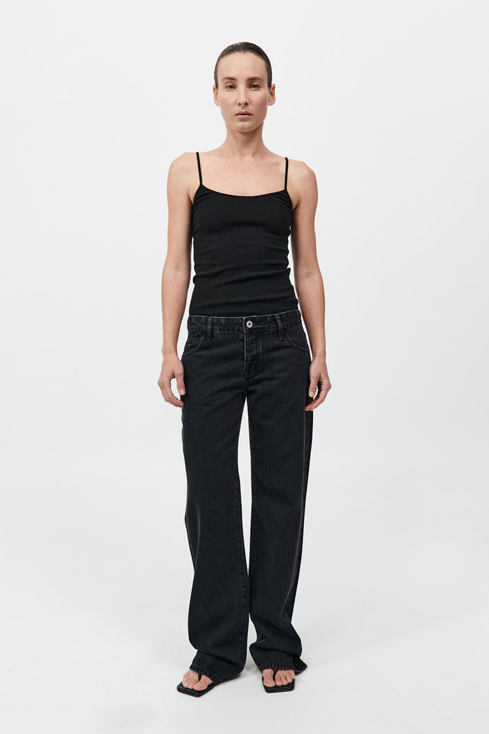 90s Low Rise Jeans - Washed Black