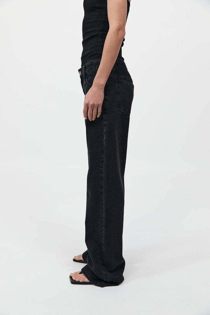 90s Low Rise Jeans - Washed Black