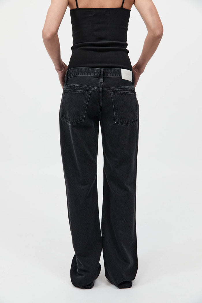90s Low Rise Jeans - Washed Black