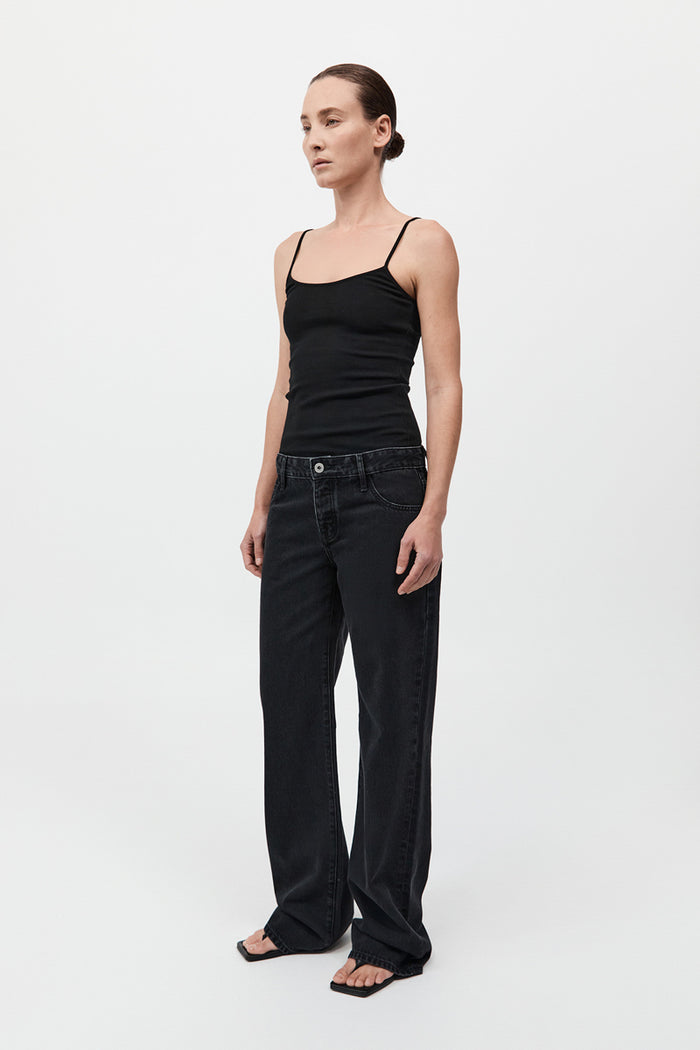 90s Low Rise Jeans - Washed Black