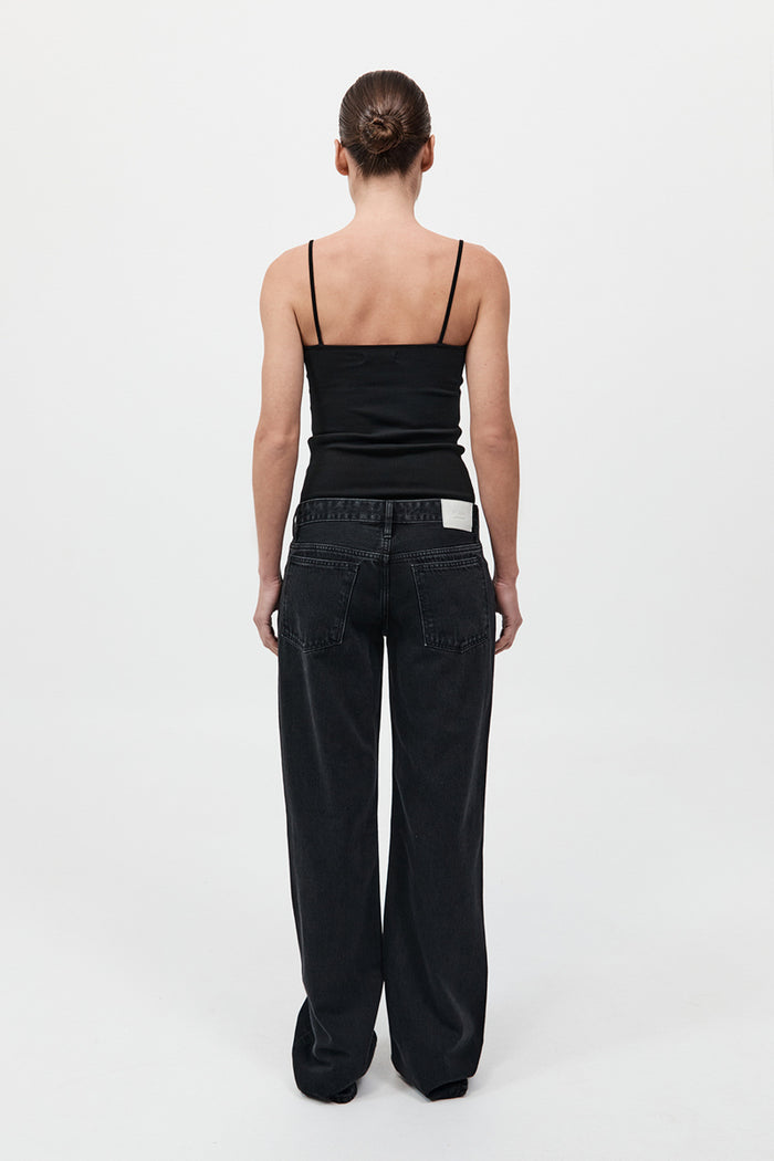 90s Low Rise Jeans - Washed Black