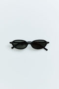 90s Slim Oval Sunglasses - Black