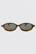 90s Slim Oval Sunglasses - Tortoiseshell