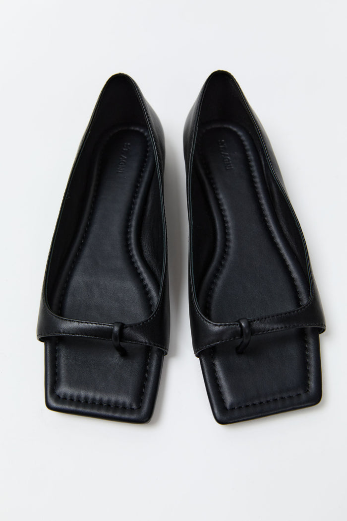 90s Square Toe Flat - Black
