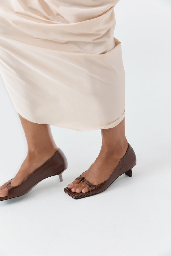 90s Square Toe Heel - Patent Liqueur
