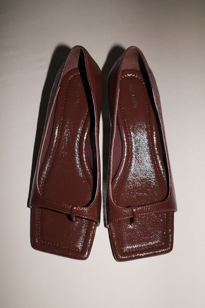 90s Square Toe Heel - Patent Liqueur