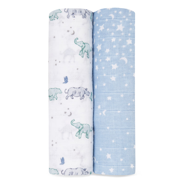 A+A Cotton Muslin Swaddle 2pk - Rising Star