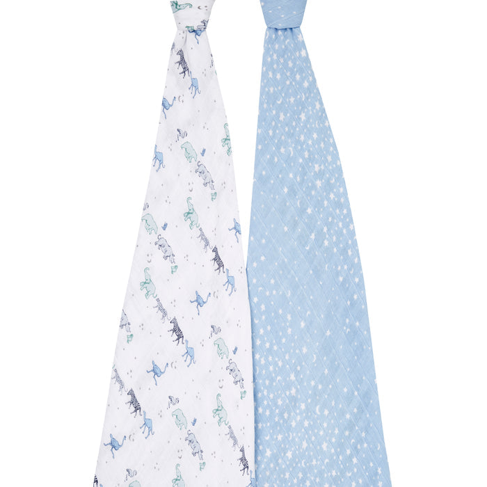 A+A Cotton Muslin Swaddle 2pk - Rising Star