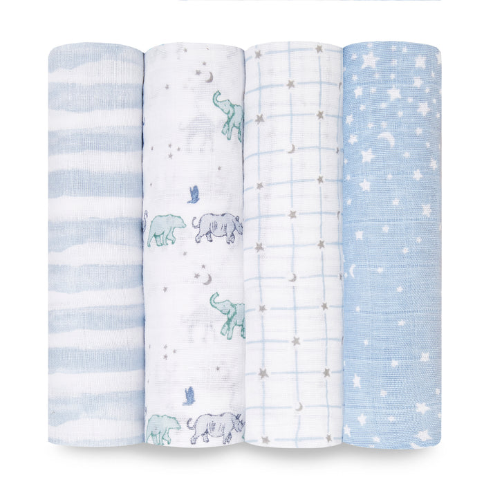 A+A Cotton Muslin Swaddle 4pk - Rising Star
