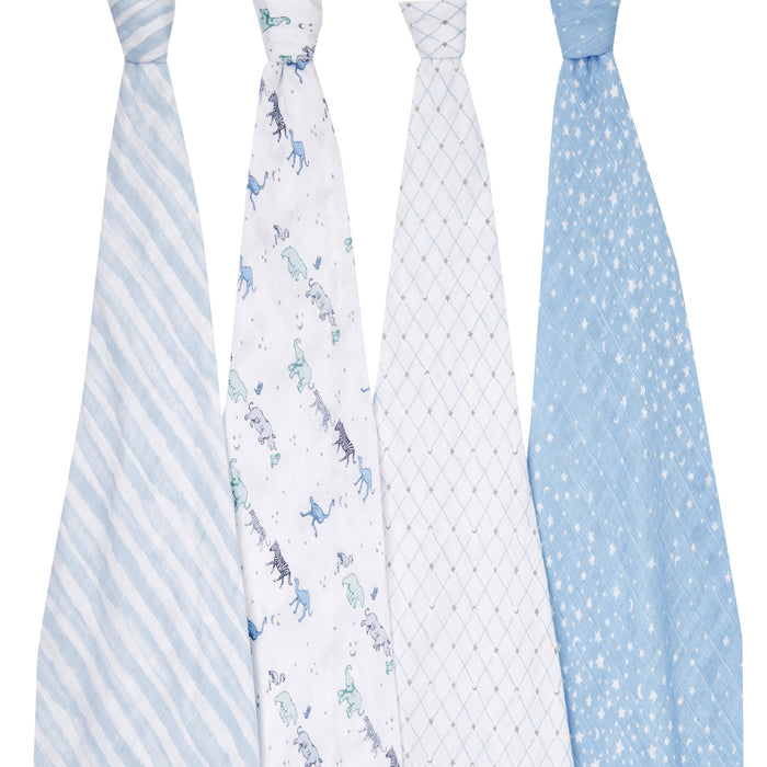 A+A Cotton Muslin Swaddle 4pk - Rising Star