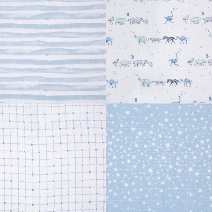 A+A Cotton Muslin Swaddle 4pk - Rising Star