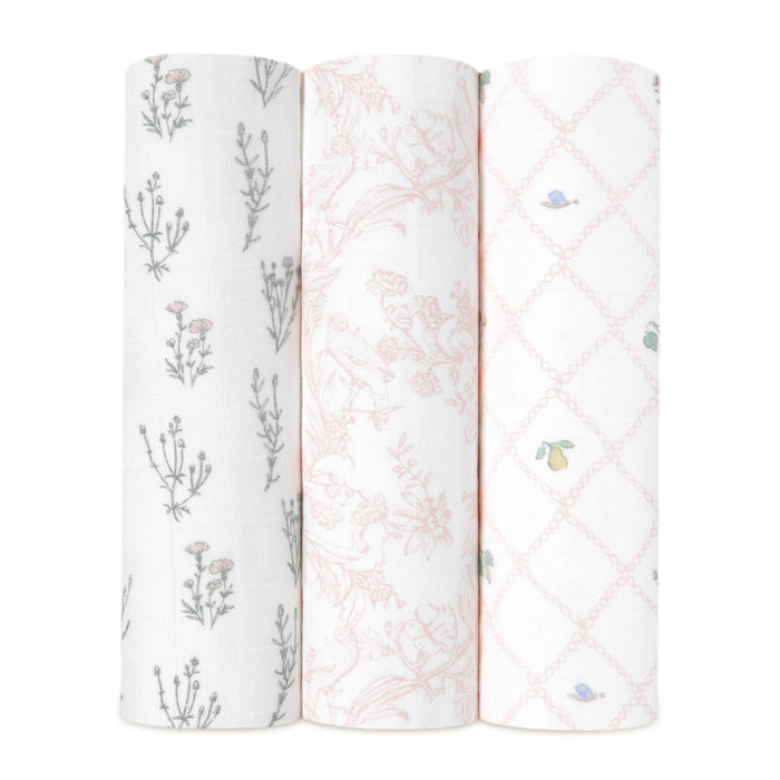 A+A Silky Soft Muslin Swaddle 3pk - French Floral