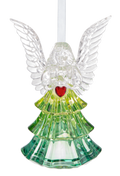 Acrylic Crystal Green Blessed Angel Ornament Holding Red Heart