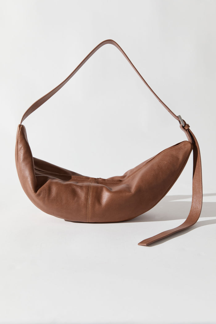 Adjustable Slim Crescent Bag - Chestnut