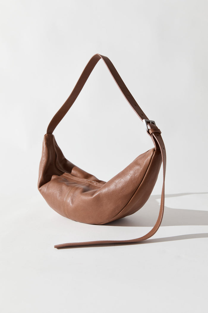 Adjustable Slim Crescent Bag - Chestnut