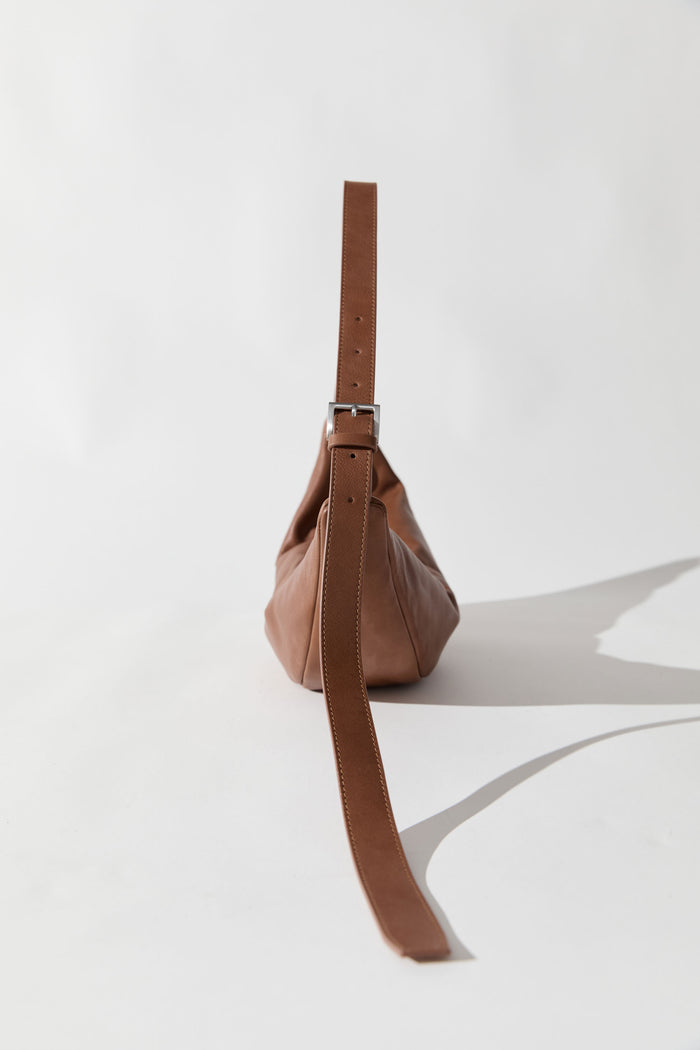 Adjustable Slim Crescent Bag - Chestnut