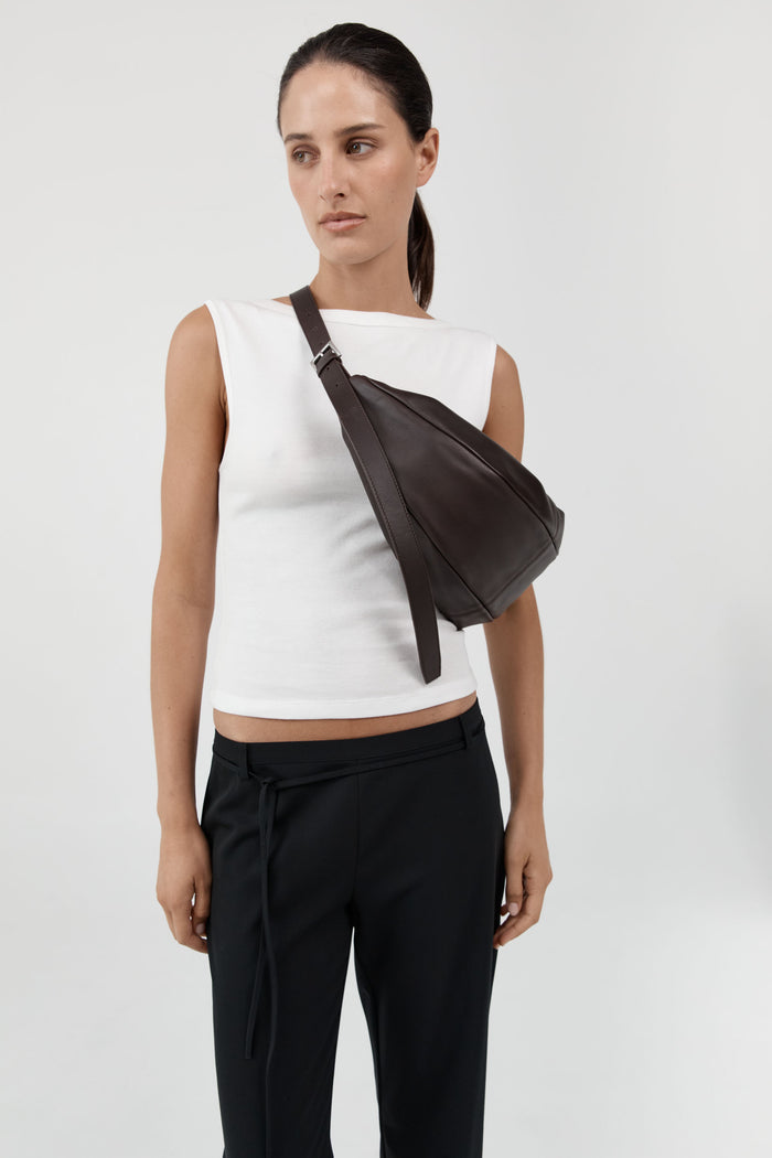 Adjustable Slim Crescent Bag - Coffee