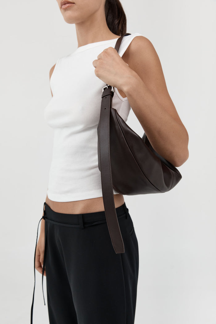 Adjustable Slim Crescent Bag - Coffee