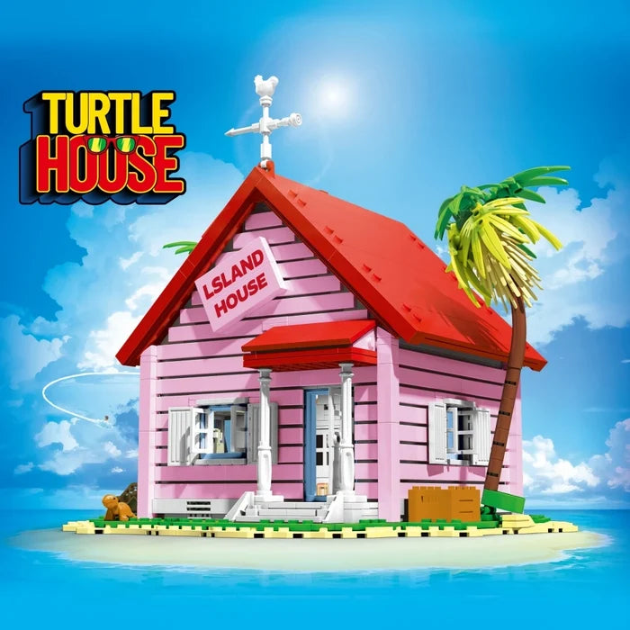 Anime Style 1434PCS Master Roshi Tropical House Building Blocks Wooden Villa Cabin Creative Decor Gift