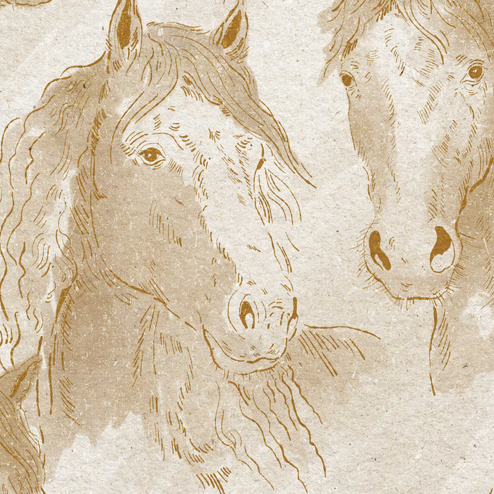 Antique Horses Wallpaper in Off White shown up close