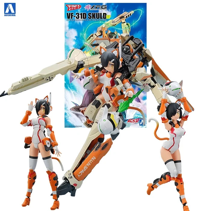 Aoshima V.F.G. Macross Delta VF-31D Skuld Action Figures SP 1/100 Scale Mecha Girl Plastic Model Kit
