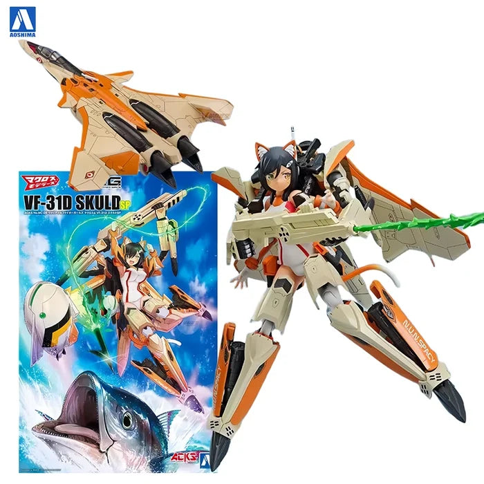 Aoshima V.F.G. Macross Delta VF-31D Skuld Action Figures SP 1/100 Scale Mecha Girl Plastic Model Kit
