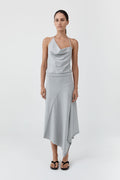 Asymm Drape Skirt - Light Grey Marle