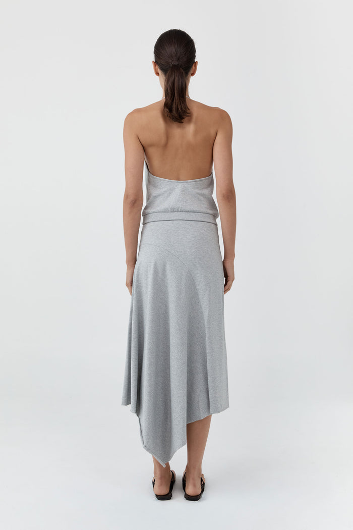 Asymm Drape Skirt - Light Grey Marle