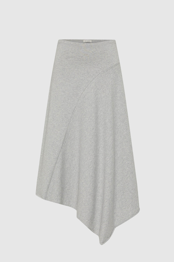 Asymm Drape Skirt - Light Grey Marle
