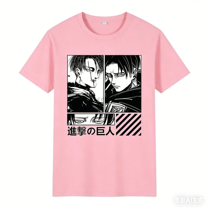 Attack on Titan T-Shirt Levi Ackerman Anime Theme Summer New Boys Kids Short Sleeves Trendy