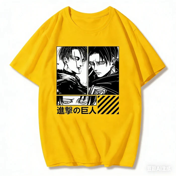 Attack on Titan T-Shirt Levi Ackerman Anime Theme Summer New Boys Kids Short Sleeves Trendy