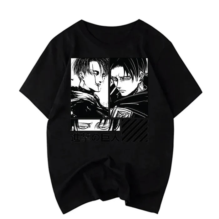 Attack on Titan T-Shirt Levi Ackerman Anime Theme Summer New Boys Kids Short Sleeves Trendy
