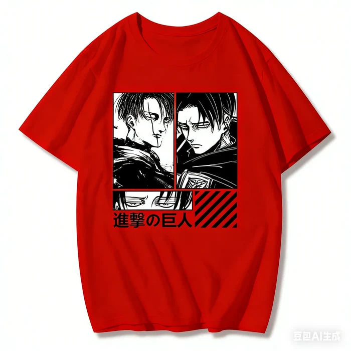 Attack on Titan T-Shirt Levi Ackerman Anime Theme Summer New Boys Kids Short Sleeves Trendy
