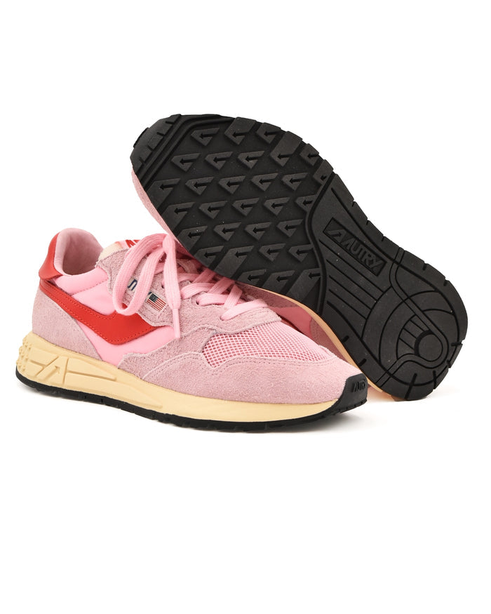 Autry Reelwind in Pink & Scarlet Nylon Suede