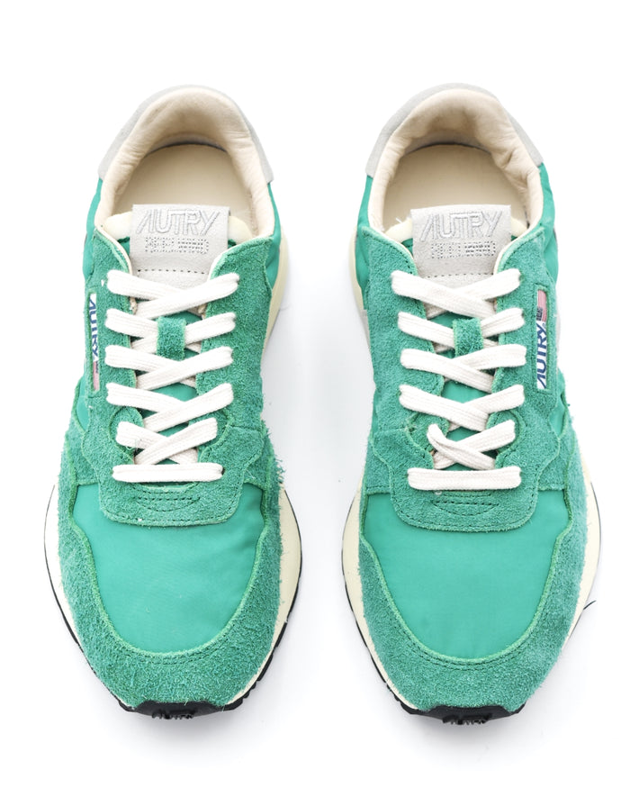 Autry Reelwind Low Sneakers in Green Nylon & Suede