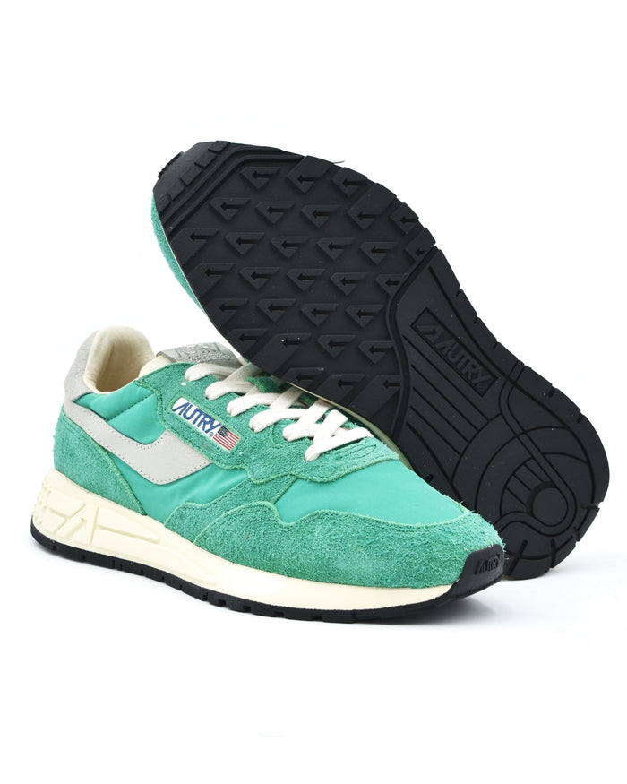 Autry Reelwind Low Sneakers in Green Nylon & Suede
