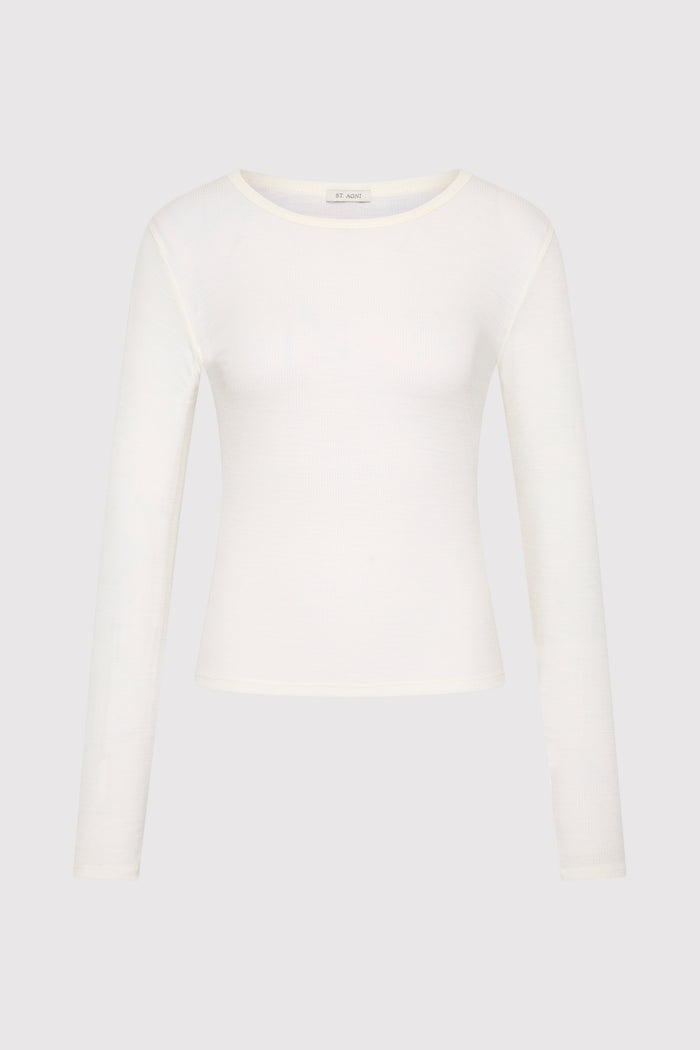 Baby Wool Long Sleeve Top - Off White