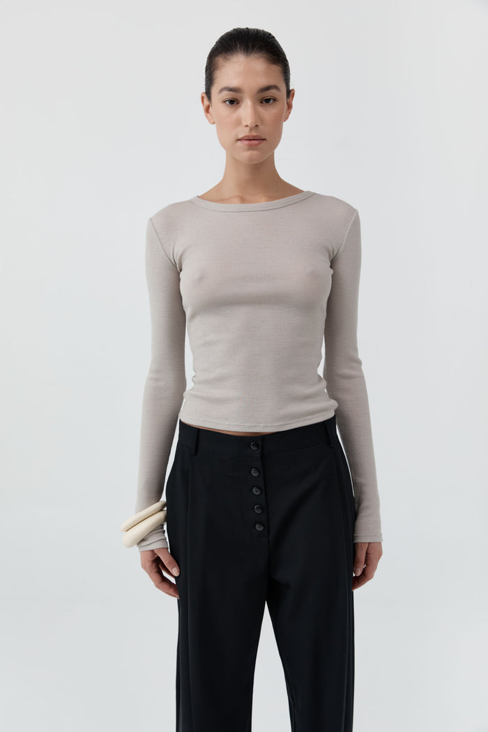 Baby Wool Long Sleeve Top - Soft Ash