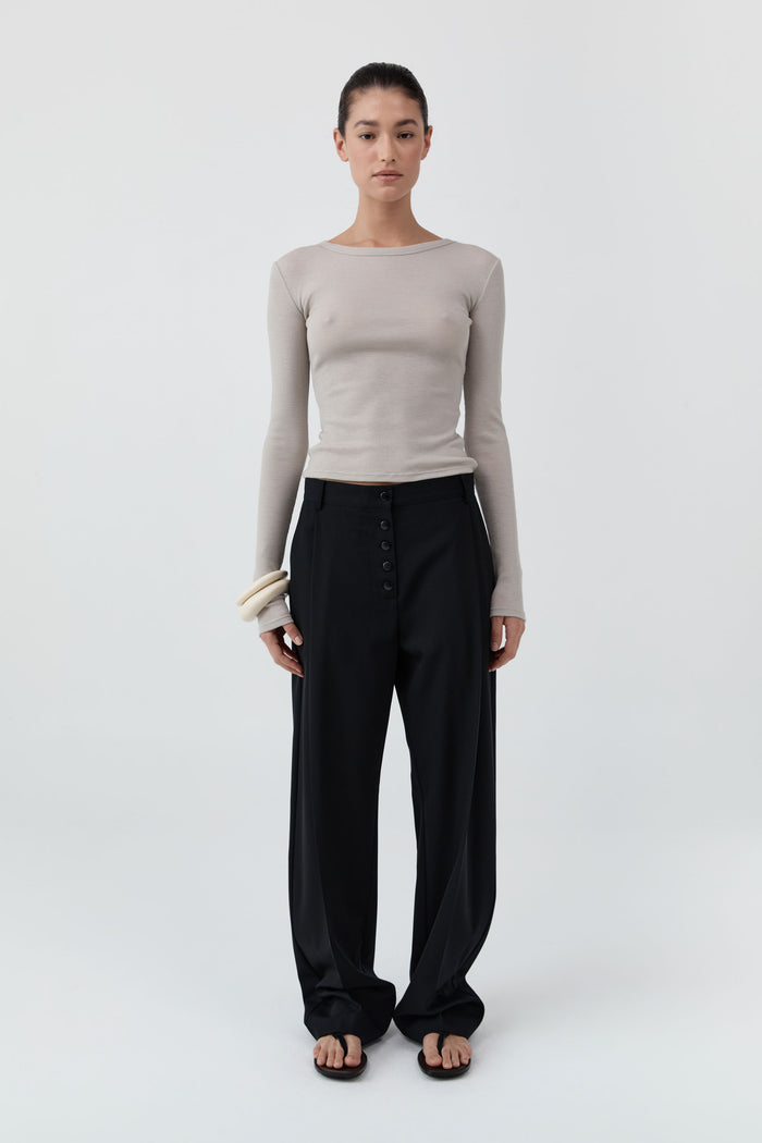 Baby Wool Long Sleeve Top - Soft Ash