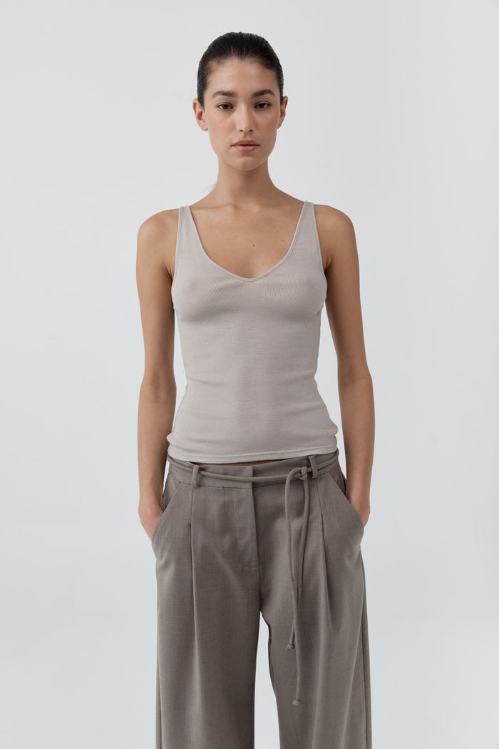 Baby Wool Scoop Cami - Soft Ash