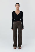Baby Wool Wrap Top - Black