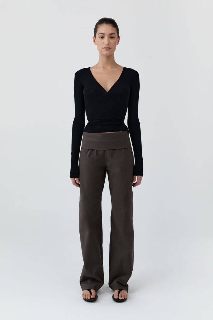 Baby Wool Wrap Top - Black